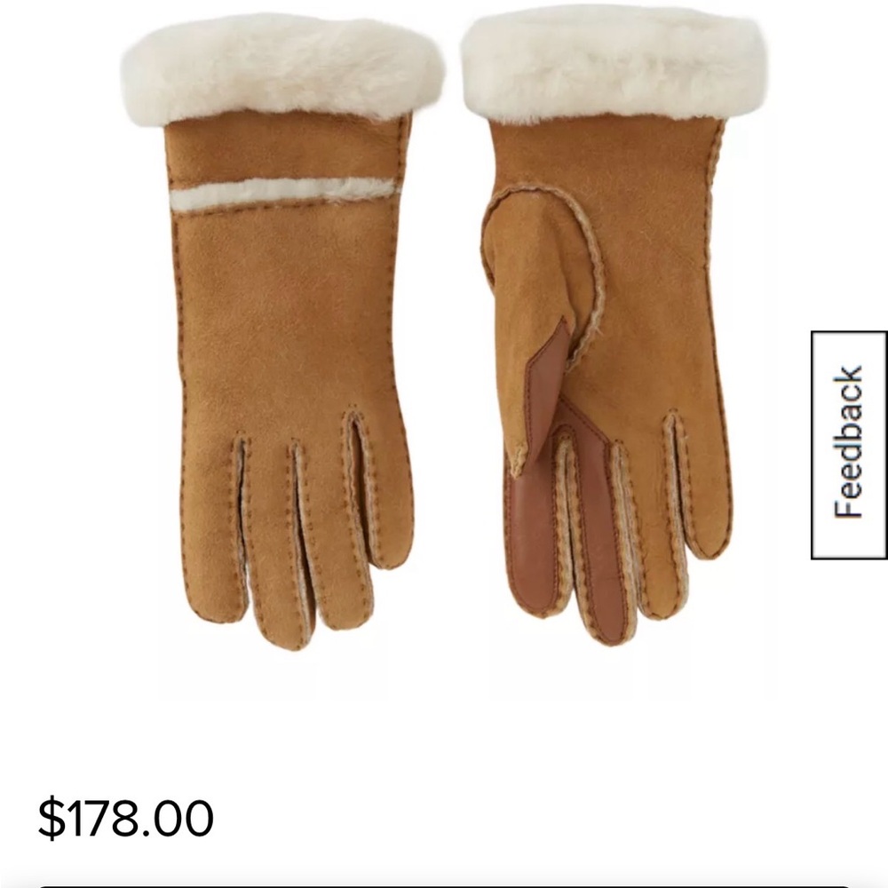 UGG Sheepskin Seamed Tech Tan Shearling Lined Gloves - Picture 8 of 8